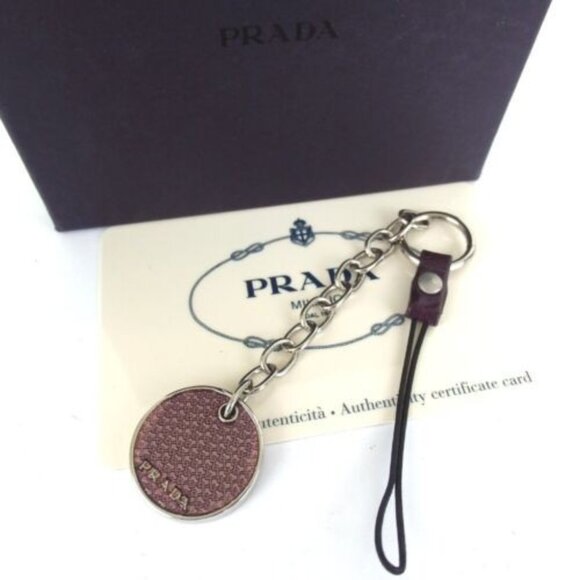 Authentic PRADA key ring metal/leather [Used] - Picture 1 of 1